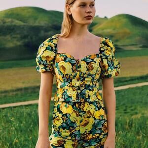 Urban Outfitters x Laura Ashley Lucille Button Front Peplum Blouse Floral Sz S